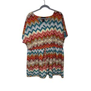 Lane Bryant Plus Size Chevron Print Dress With Tie waist 22/24 Multicolor Lightw